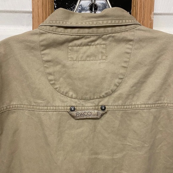 PACO Denim Mens XL Button Up Shirt Beige Long Sleeve Cotton Workwear Casual - Picture 7 of 9